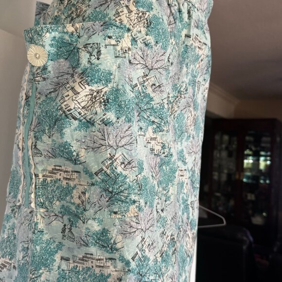 Handmade Women's Waist Half Apron Cotton Light Blue 1 Front Pocket Kitchen Cook - Picture 6 of 12